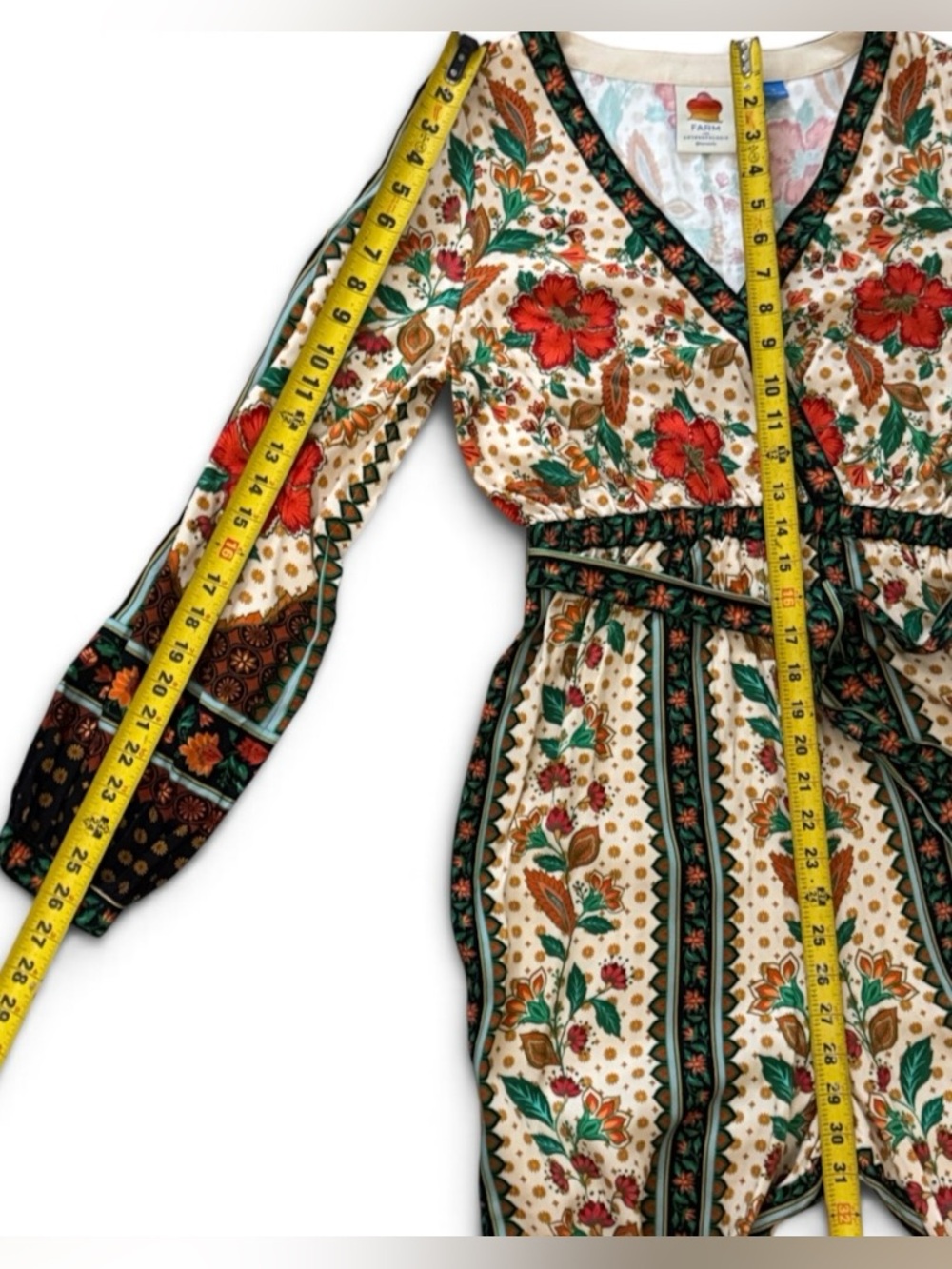 Farm Rio x New Anthropologie Cotton Boho Floral Jumpsuit Long Sleeve S-S - Picture 15 of 16